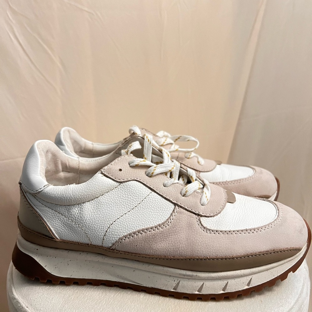 Madewell White and Tan Retro Sneakers